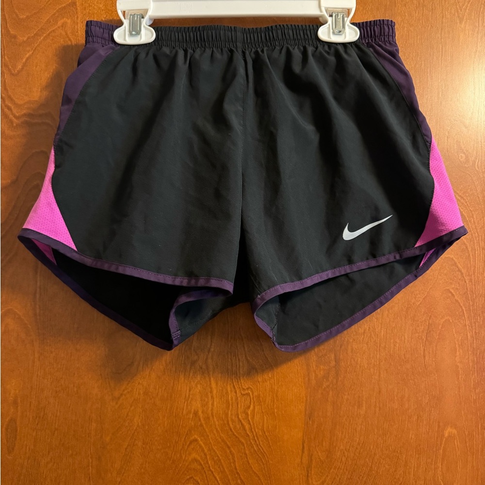 Nike Black and Purple Athletic Shorts Lightweight Design